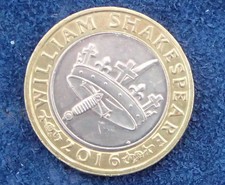 William Shakespeare 2016 2 Pound Coin - Hollow Crown Circulated