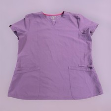 Scrubstar Women's Scrub Top Large Dusted Grape Pink Trim Small Ethical Fabric L