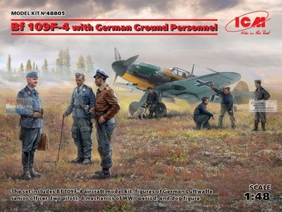 ICM48805 1:48 ICM Bf109F-4 with German Ground Personnel