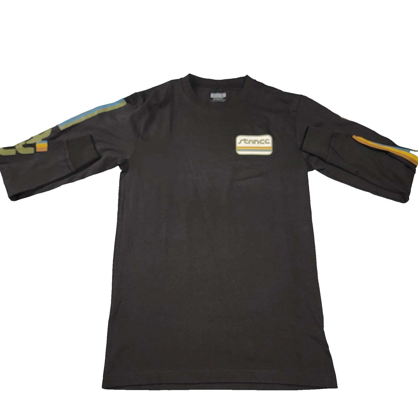 Stance Mens Small Black Long Sleeve Camino LS Retro Stripe Graphic Tee New (628)