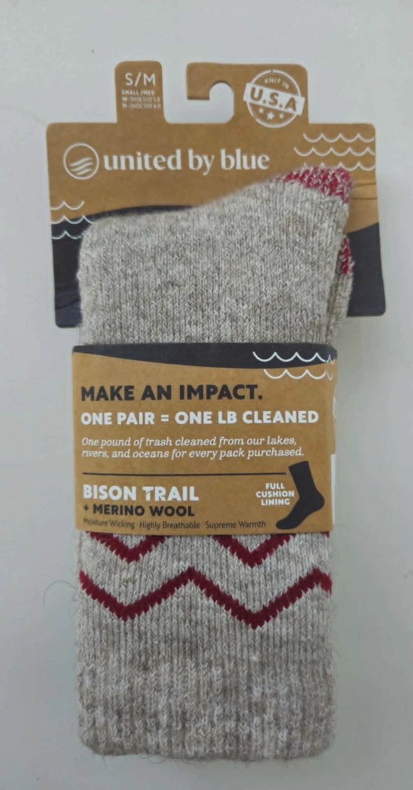 United by Blue Ultimate Bison Socks S/M Mens 6-9, Women 5-8 Brand NEW
