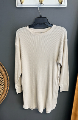 Uniqlo Waffle Knit Dress Size M Womens Cream Old Money Luxury Minimalist  Pockets | eBay