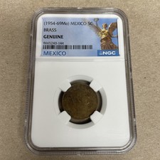(1954–1969 Mo) Mexico 5 Centavos – NGC Genuine – Mexican Eagle Design
