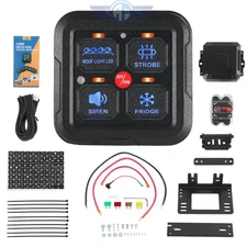 12V 4 Gang ON/OFF Switch Panel Circuit Control Box LED Light Bar Marine Boat Car