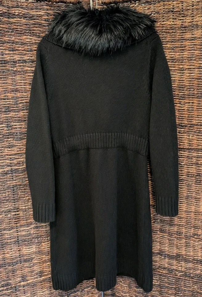 Cardigã suéter MICHAEL Michael Kors pele sintética lã amarrar cintura longa médio - Imagem 2 de 4