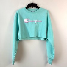 Champion Reverse Weave Cropped Sweatshirt Mint Green Teal S