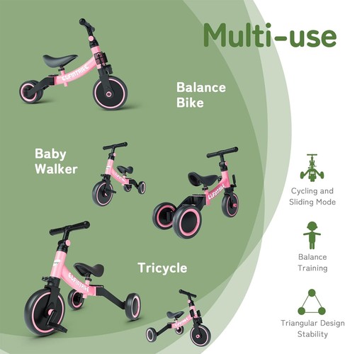 besrey Tricicli 5 in 1 Triciclo per Bambini da 1 a 4 Anni,Triciclo Senza Pedali, - Foto 3 di 7