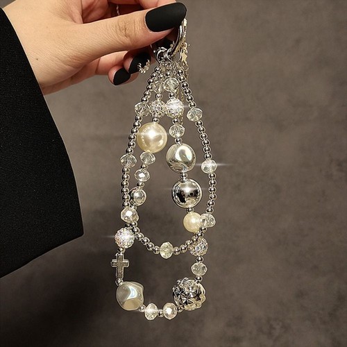 Phone Charm Y2K Phone Chain Pearl Bead Cellphone Strap Girl Woman - Zdjęcie 12 z 12
