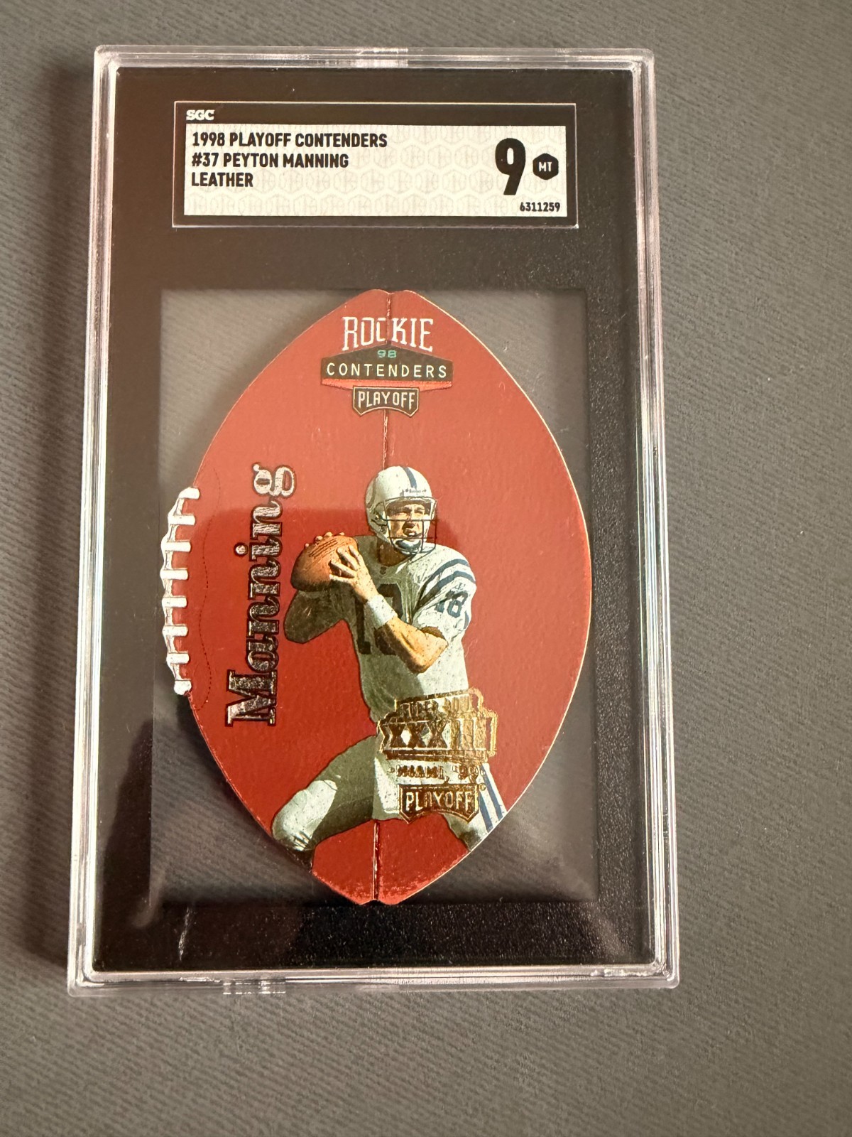 Peyton Manning Playoff Contenders Leather #37 Base