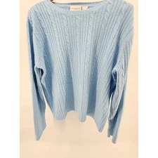 Liz Claiborne Lizsport Womens Cable Knit Angora Blend Blue Sweater Large
