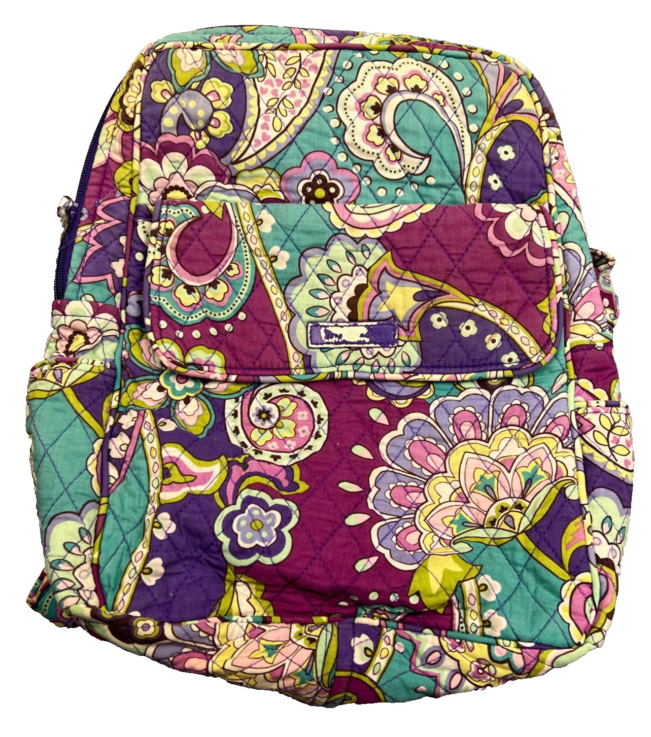 Vera Bradley Backpack Womens Quilted Zippered Heather Purple