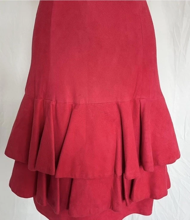 VINTAGE RED VAKKO SUEDE DRESS - Image 3 of 4