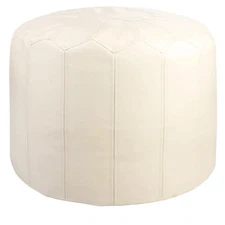 Round Faux Leather Ottoman Chic Footstool Ottoman with Style, Storage Solution