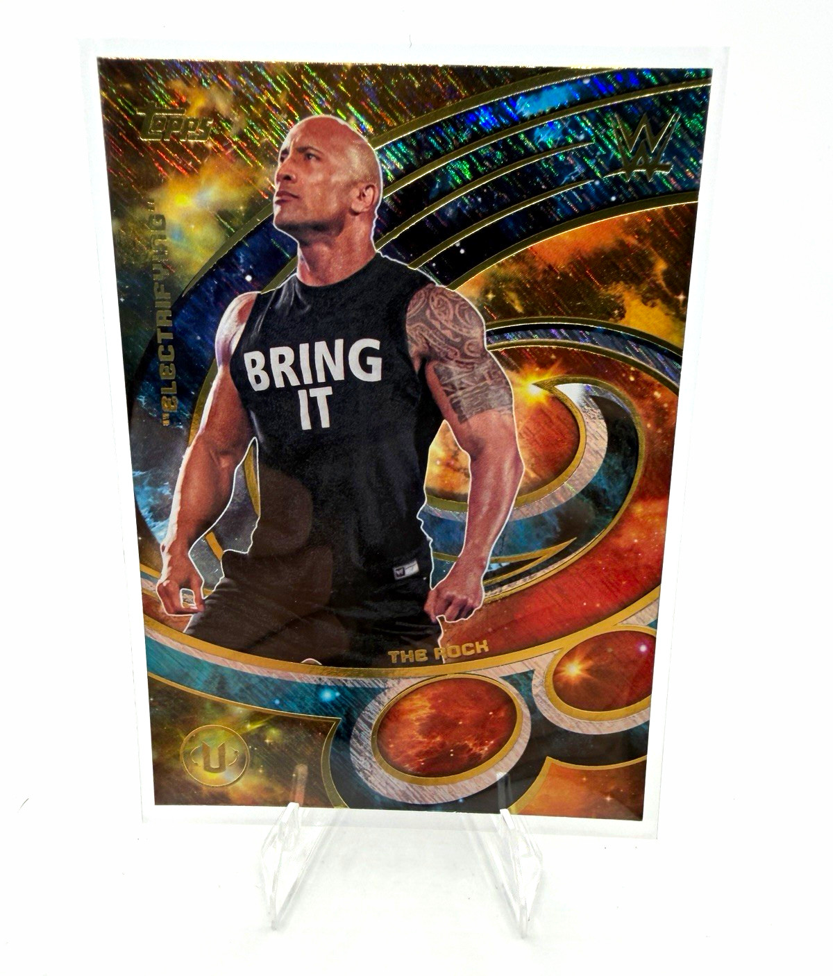 Topps 2025 WWE Universe Wrestling Hit My Music The Rock Lighting Foil HMM-22 view 1