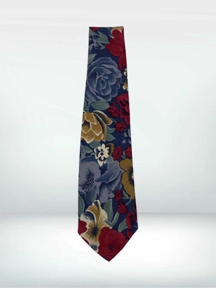 Vintage Geoffrey Beene Tie Floral Cotton Flower Print Made In USA - Image 2 of 4