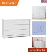 Kids Dresser 6 Drawer Storage Chest Nursery Bedroom Safe Modern White