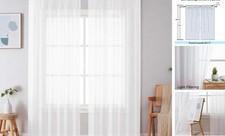 Sheer Curtains 84 Inches Long, Light Filtering 59"W x 84"L Pack of 2 White