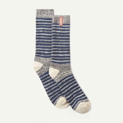 SealSkinz Attleborough Bambus mittellange leichte gestreifte Socken - marineblau