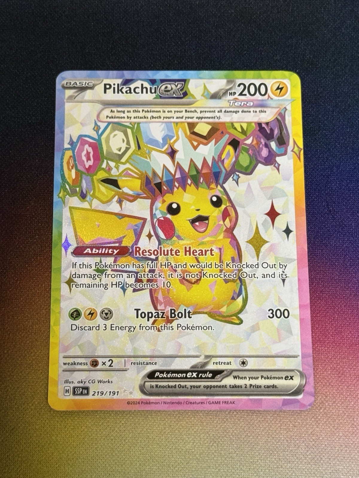 Pokemon TCG Pikachu EX Surging Sparks Ultra Rare Card 219/191 Scarlet & Violet T