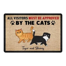 All Visitors Must Be Approved By The Cats Doormat Gifts For Cat Owner Cat Lover