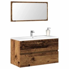 vidaXL Mobile da Bagno con Specchio in Legno Antico Legno Multistrato