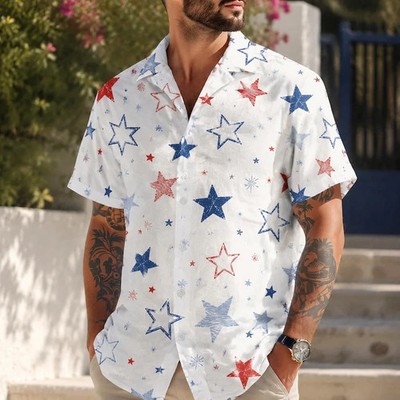Patriotic Star Hawaiian Shirt For Men