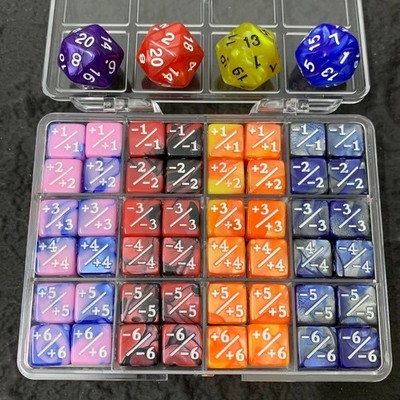 48PCS 12mm  Positive and Negative Dice Counters Marble Token For MTG, CCG, Card 