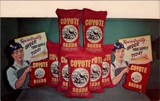 FARMING, Coyote Legume & Grass SEEDS Chrome Advertising Postcard