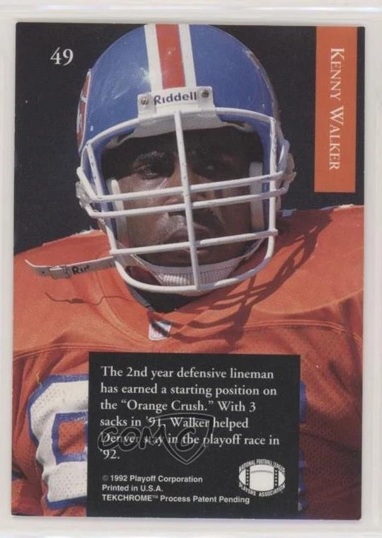 1992 Playoff Kenny Walker #49 - Image 2 of 2