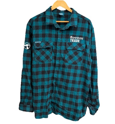 #ad Bunnings Trade Flannel Long Sleeve Shirt Men’s Size 2XL Green AU $59.90