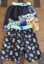 Star Wars Mandalorian Yoda Swim Trunks Board Short Disney, Boys Size 4  SWY2