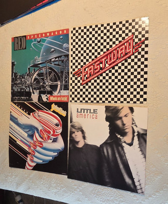 4 Vtg Album Flats All 1980s REO Speedwagon Fastway  Little America  Judas Priest