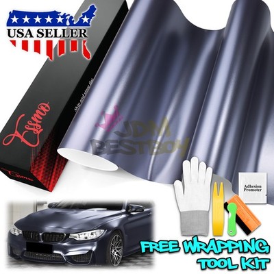 ESSMO PET Pearl Metallic Charcoal Gray Auto Vinyl Wrap Film Decal Sticker Sheet