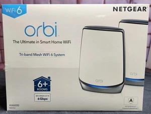 Netgear Orbi RBK852 Tribande WiFi 6 Routeur système Mesh + Satellite 6Gbps-Sealed