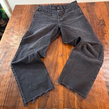 Gap Cheeky Straight Sky High Jeans Faded Black Raw Hem Size 31 12R Womens