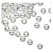200 Spacer Beads Silver 5mm Smooth Round Ball Copper Base Metal 1.3mm Hole
