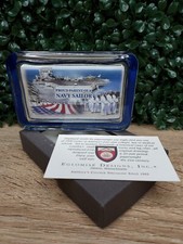 United States America Navy Proud Parent Glass Desk Office Paperweight Flag Maga