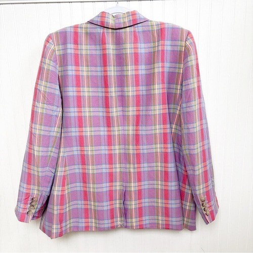 J. Crew Collection BR165 lila & pink Sunset karierter Willa Blazer Damengröße 20 - Bild 2 von 7