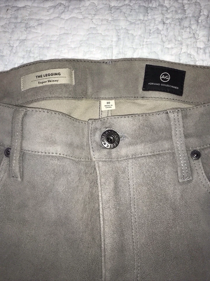 Adriano Goldschmied The Legging Super Skinny Gray Suede Womens 30 Pants $998 New - Image 4 of 4