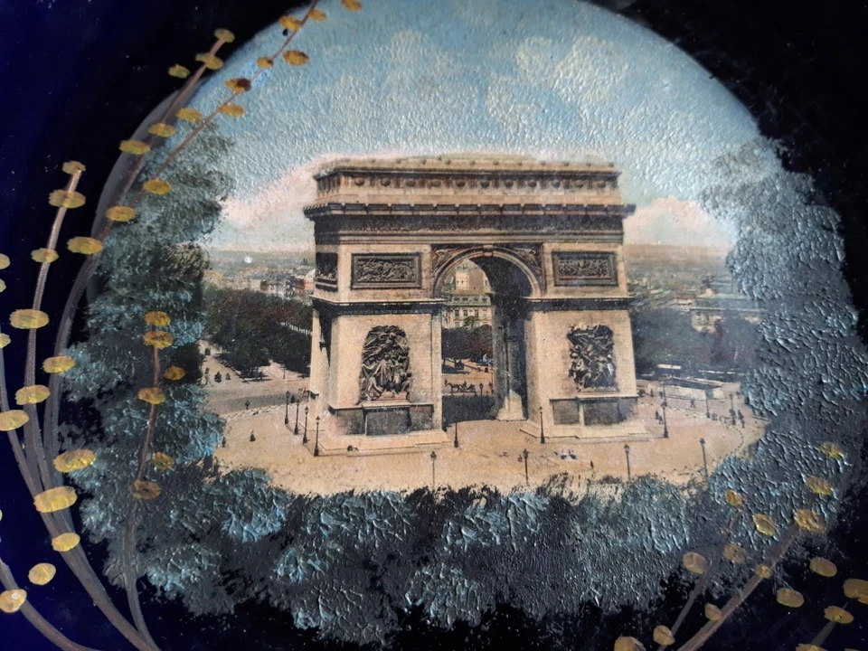 1 assiette ancienne faïence Choisy le Roi bleu de Sèvres Arc de triomphe - Photo 3/4