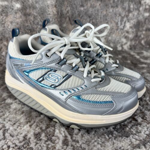 Skechers Shape-Ups Sz 7.5 Fitness Walking Toning Sneakers Work Out NWOB Silver/B