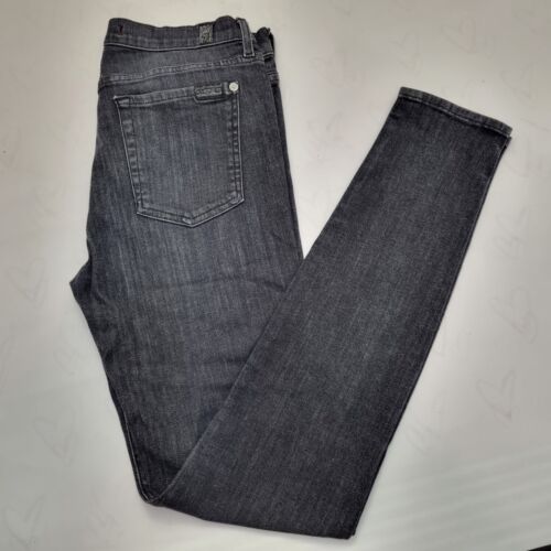 7 For All Mankind Black High Waist Skinny Jeans 30x30 Pockets Fly - Picture 1 of 8