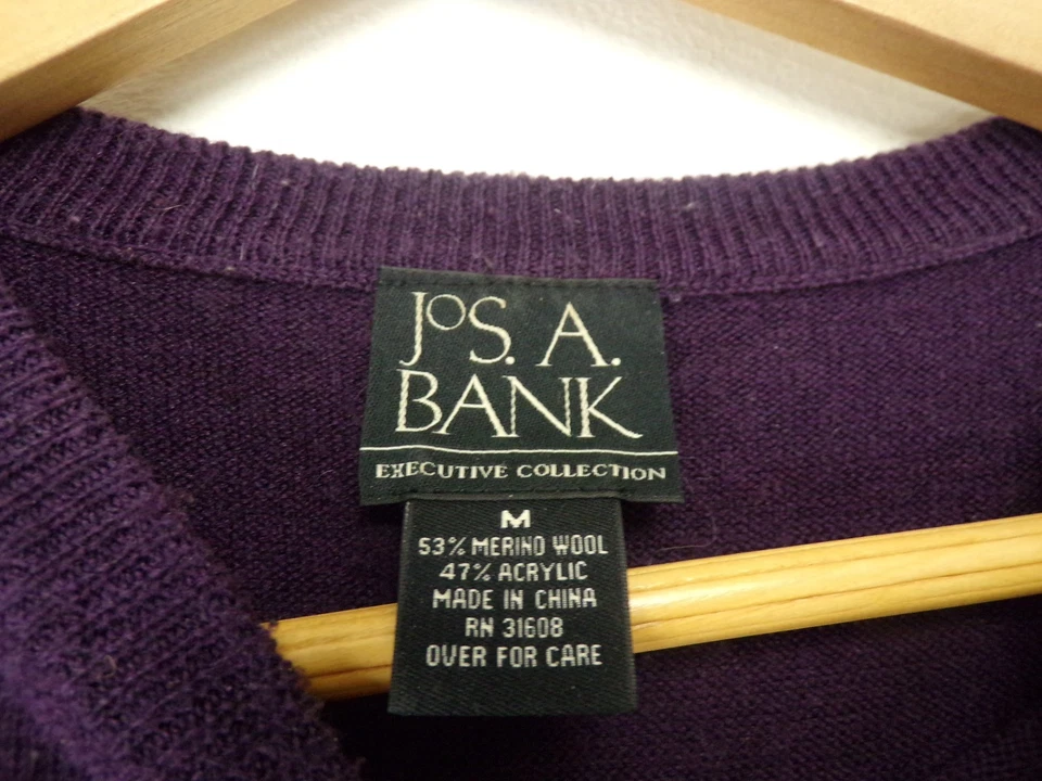 JOS A BANK мужской фиолетовый ворота шерстяная смесь пуловер свитер размер средний - Изображение 3 из 4