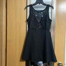 Black lace fit and flare dress size small unbranded peekaboo flowy