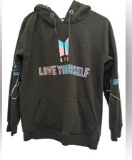 BTS Love Yourself 95 Unisex Pullover Hoodie Sweatshirt Kpop Black Size S Cat