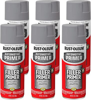 11 OZ AUTO PAINT SPRAY 2 In 1 Filler Sandable Primer Gray Rust Preventer 6 Pack