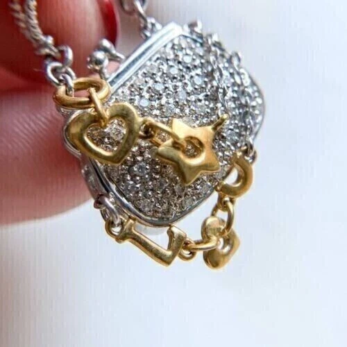 VETEMENTS Borsa a mano 2CT Donna Diamante Rotonda Simulata Borsetta Ciondolo 14K Bicolore Oro Over