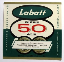Brasserie Labatt LABATT 50 TAVERNE MAGNAN TAVERN  beer label CANADA 22oz