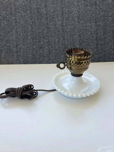 Vintage Underwriters Laboratories portable Lamp hobnail milk glass Base Only