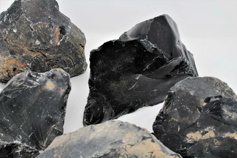 Black Obsidian Stone Rough Raw Chunk, High Grade A Quality - Healing Crystals - Image 3 of 4